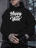 HELLO 2025 HAPPY NEW YEAR New Autumn And Winter Velvet Sweatshirt Unisex Clothing Free Hoodie Clothes American Trendy Printed Tops Unisex Gifts