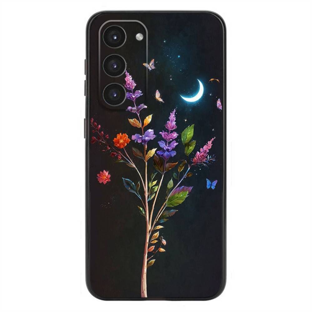 Luxury Flower Plants Fashio Phone Case For Samsung Galaxy A20,21s,22,31,32,52,53,72,73,80,91 Soft Silicone Black Cover