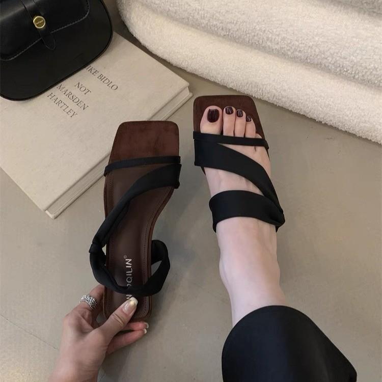 Fashion New Style Luxury Designer Summer Women Sandals Fashion Square Toe Women's High Heel Party Dress Shoes Zapatos De Mujer
