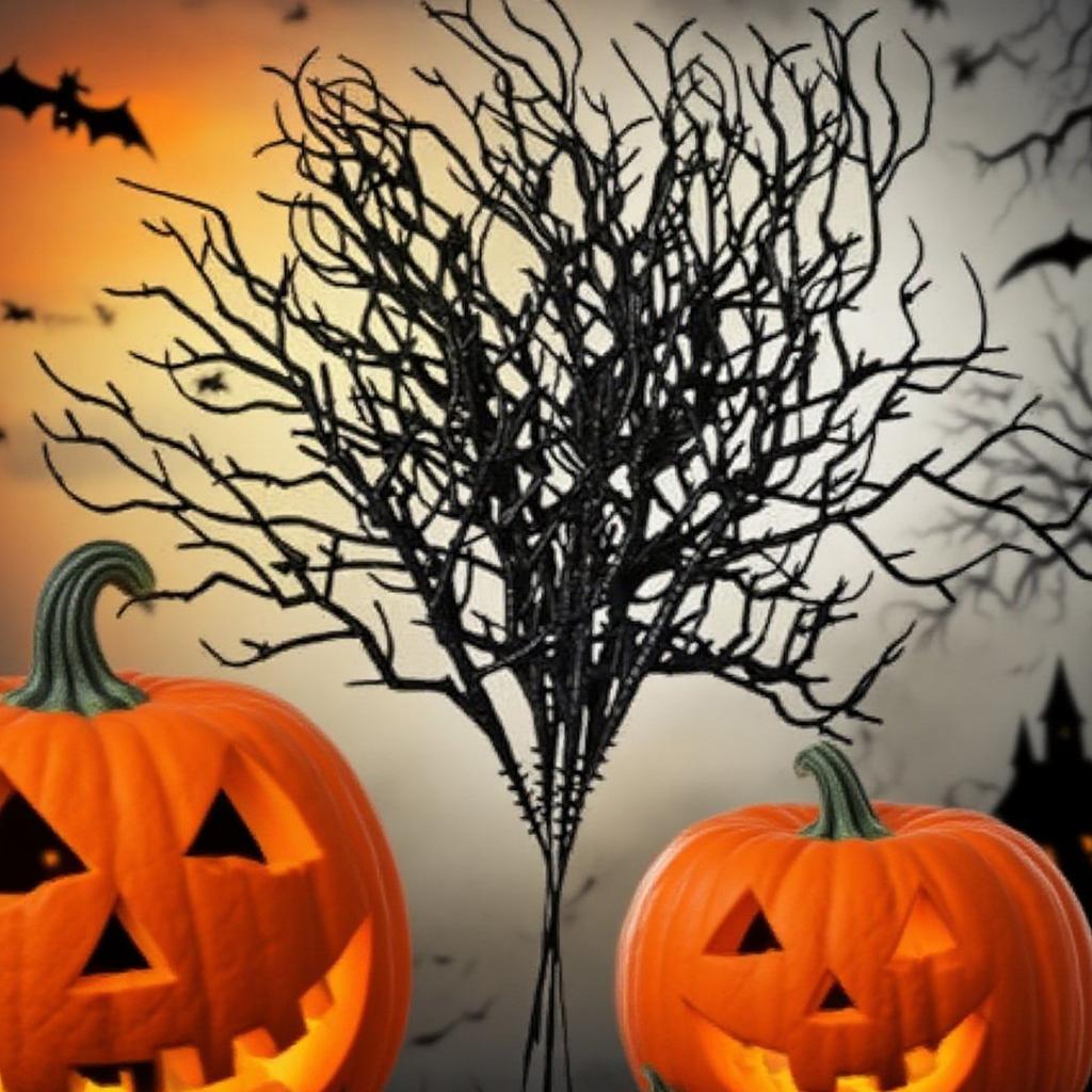 10pcs Black Halloween Artificial Dead Branch Antlers Shape Non-fading Artificial Plastic Tree Branch Realistic Exquisite