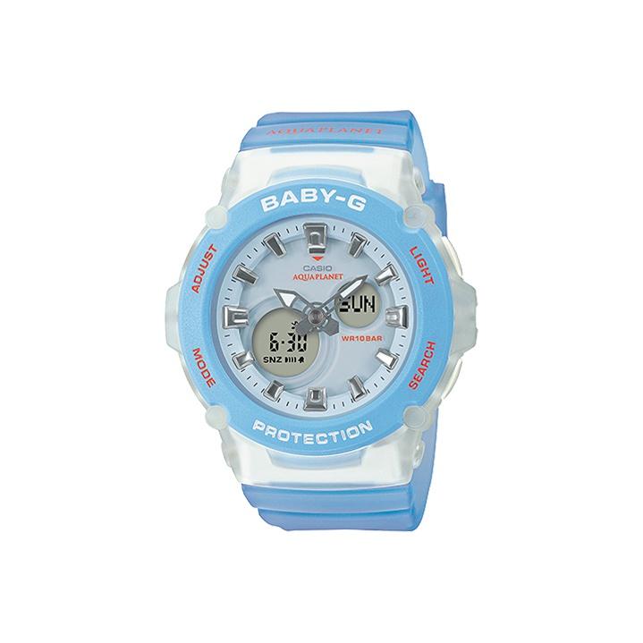 

CASIO BABY G Collection Quartz Movement Watch 46.3*42.2mm Women s Watch White Dial BGA 270AQ 2A BGA-270AQ-2A Blue Strap