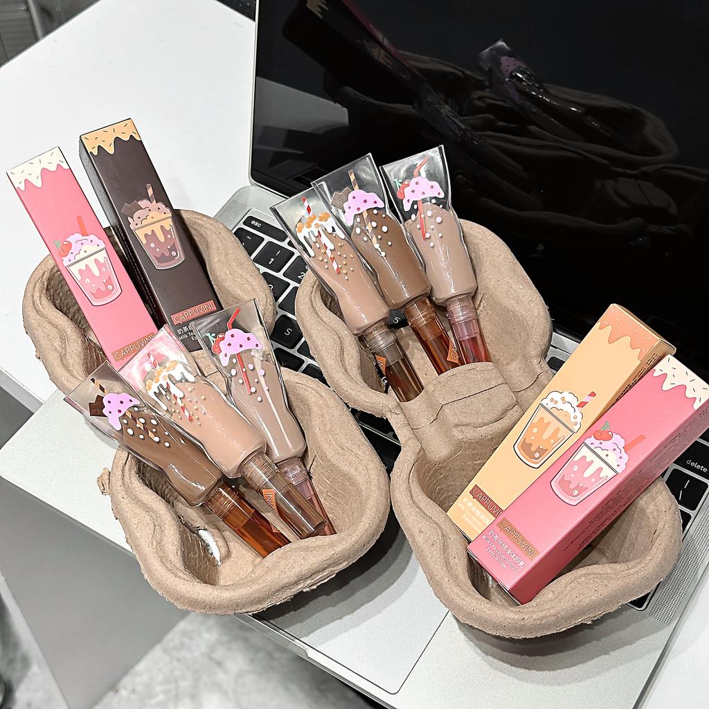 CAPPUVINI Milk Tea Velvet Liquid Eyeshadow Monochrome Matte Makeup Long-lasting Brown Eyeshadow
