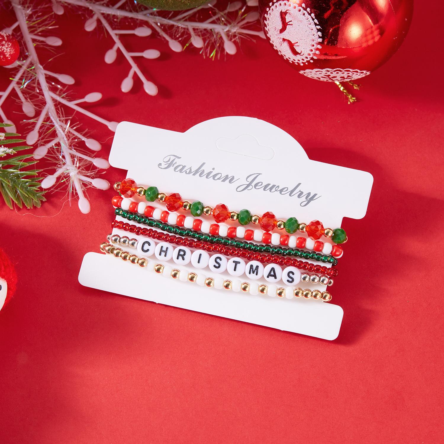 

4Pcs/Set Christmas Collection for Old man Tree Polymer Clay Beaded Bracelet Men s and women s Holiday Elegant Charm Zircon