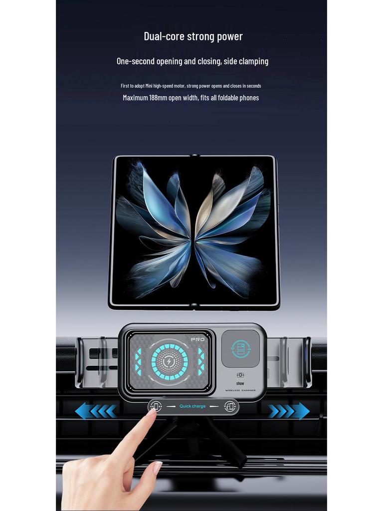 Foldable Car Phone Holder with Wireless Charging and Air Vent Mount