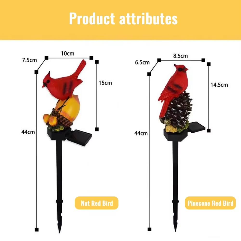 Outdoor Ground Insert Light Resin Red Bird Decorative Garden Stake - Nut Red Bird