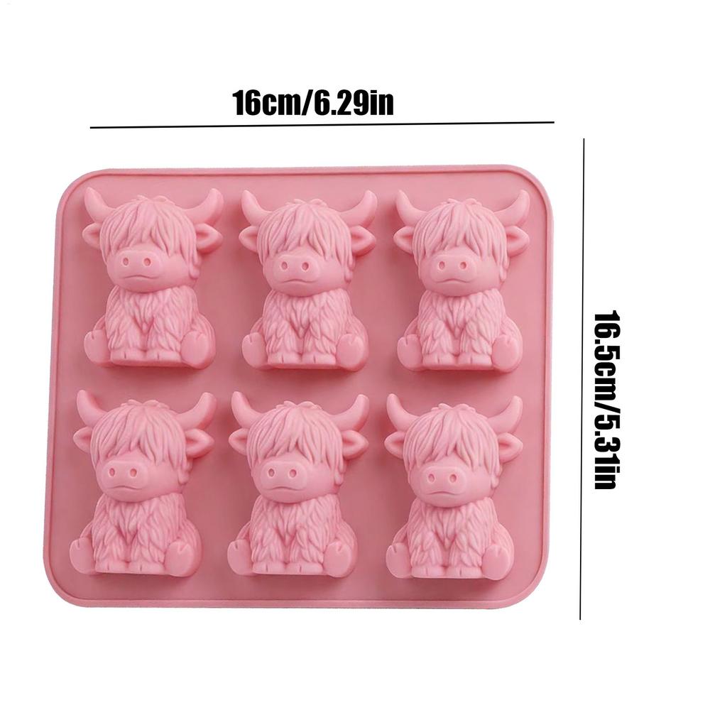 Mini Highland cow ice cube molds, adorable 3D ice cube molds, perfect for drinks, parties, and gifts. Cute animal silicone molds розовый