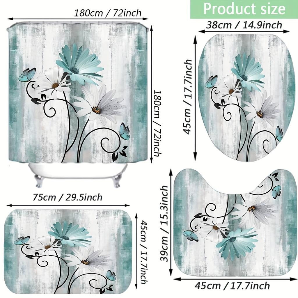 Bathroom Abstract Bohemian Shower Curtain Medieval Minimalist Art Polyester Fabric Shower Curtain 180 * 180CM with 12 Hooks