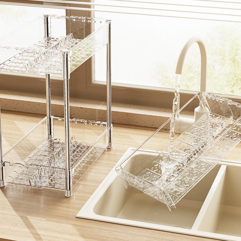 Kitchen Storage Rack 2/3Layers Makeup Storage Box Spices Snack Multi-Functional Retractable Storage Shelf for Home