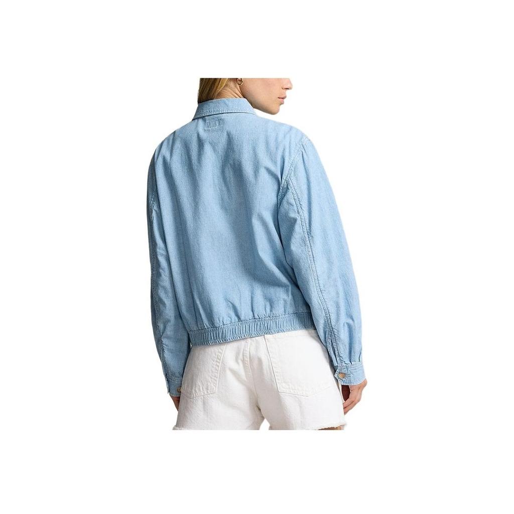 Polo Ralph Lauren Ss24 Solid Color Small Pony Embroidered Zip-Up Loose Jacket Women jackets Blue WMPOOTWN5A20079-450