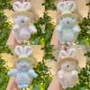 Jinnew Floral Pattern Plush Keychain With Bunny And Hat For Cute Gift Decor