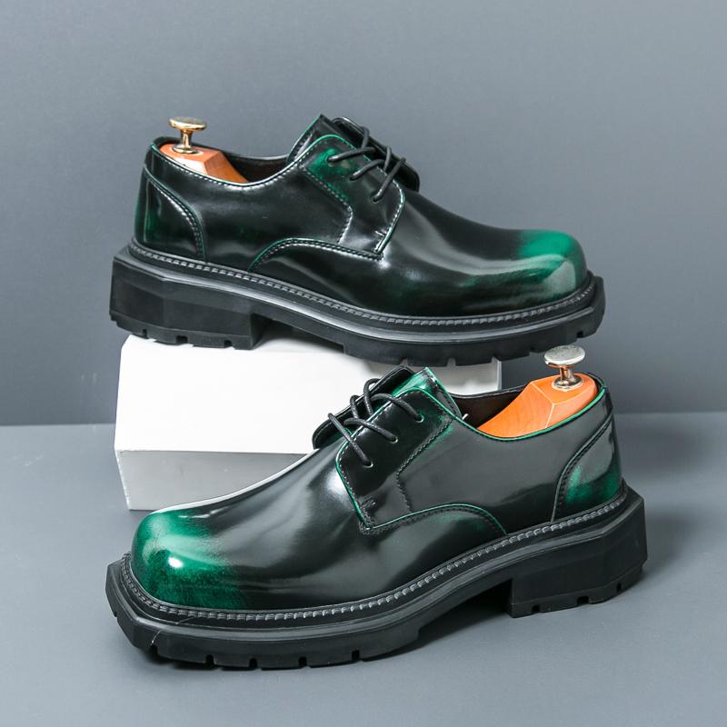 Klassische Derby Schuhe für Europa Herren Dicksohlige Atmungsaktive Großkopf Lederschuhe Britische Business Büroschuhe Größe 38-45