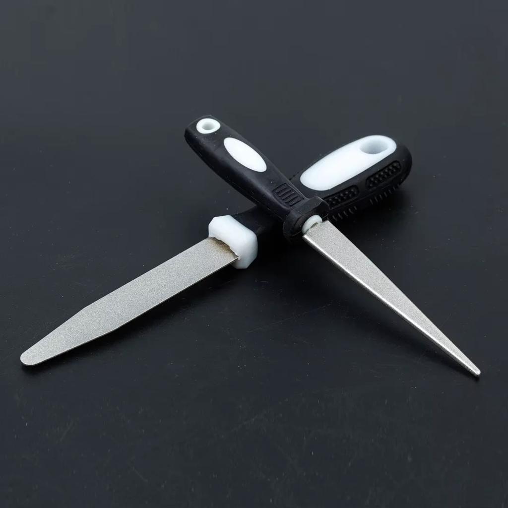 Diamond Sharpening Stone with One Stone and Two Birds, Double-sided Flat and Curved Design, Easy To Grip Handle Knife Sharpener