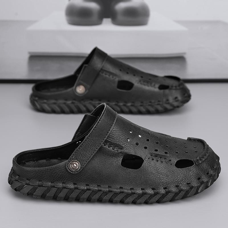 Fashion Men Handmade Sandals Genuine Split Leather Men Beach Sandals Brand Men Casual Shoes Flip Flops Men Slippers Sneakers Summer Shoe