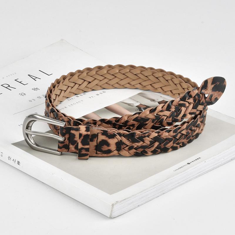 European and American Girls' Dress Decorative Belts, Personalized Leopard Print Trendy Niche, No Punch-punch Braided Belts for Women