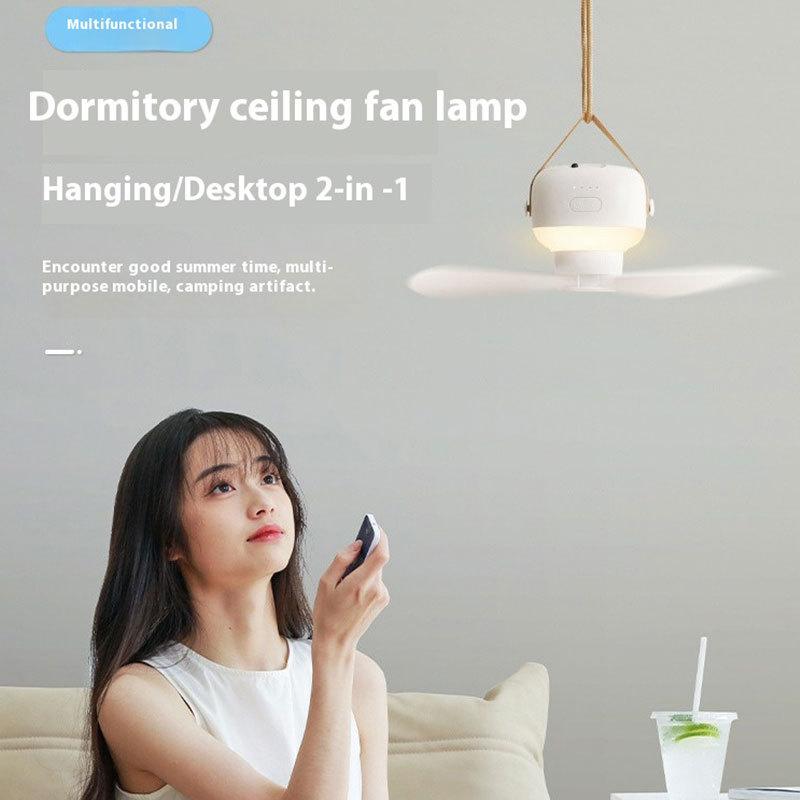 Portable Ceiling Fans Outdoor Camping Fan Tent Ventilator Cooler Rechargeable Electric Fan Remote Control LED Lighting