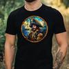 T-Shirt Men Pirate Stained Glass Motif Cotton Size XS To 5XL