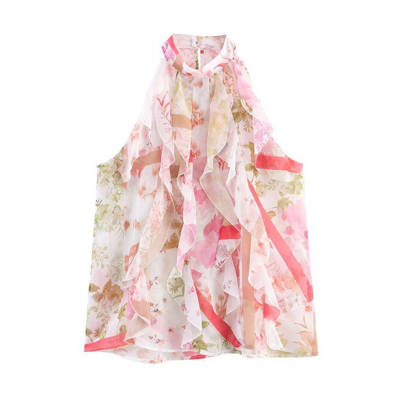 Jnleaog Spring New Arrival Women's Clothing Fashion Style French Flower Print Laminated Decoration Tops 2298125330