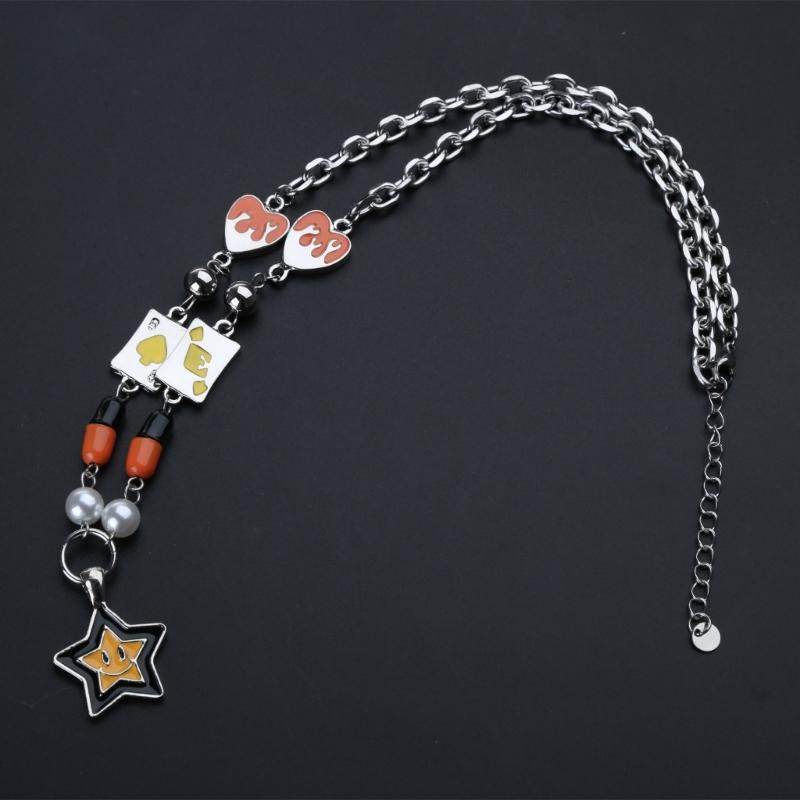Y2K Heart Star Bead Pendant Necklace for Women Fashion Egirl Punk Grunge Clavicle Chain Fashion Valentines Day Gifts