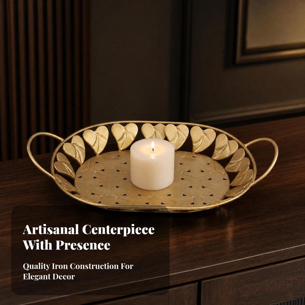 Elegant Decorative Tray with Handles Openwork Serving