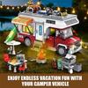 Set de Bloques de Construcción para Armar Furgoneta Camper Puzzle de Ensamblaje Ladrillos Modelo con Luz LED Camión RV Simulado Decoración de Escritorio Regalos para Niños
