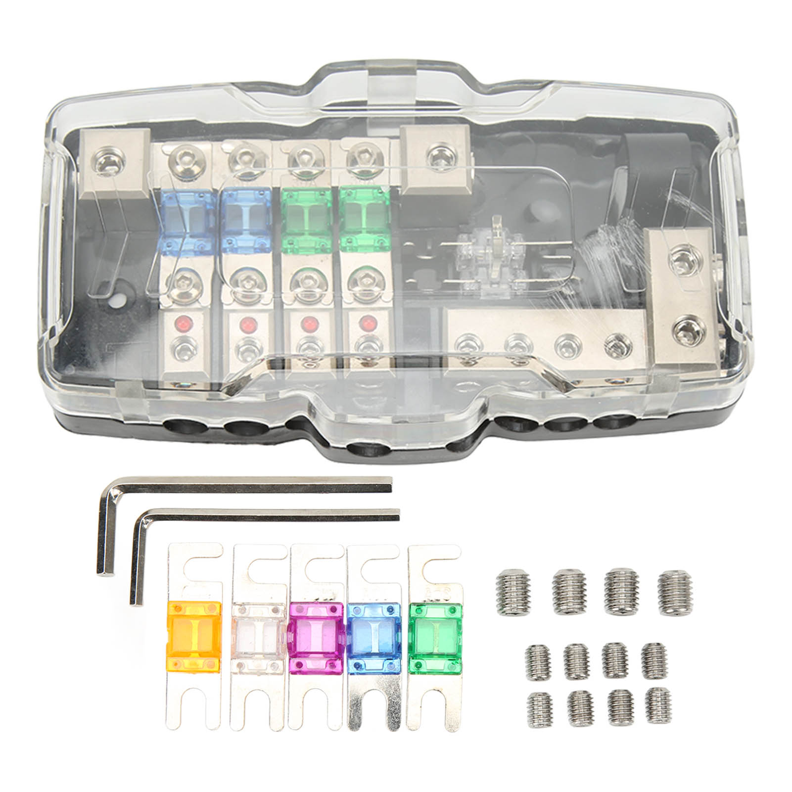 

Блок распределения питания с предохранителями 4-стороннее распределение подходит для автомобилей, автодомов, грузовиков, прицепов, UTV, лодок