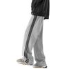 Men's High Waist Striped Sweatpants: Fashionable, Wide-Leg, Elastic, for Spring/Autumn, Perfect for Students.