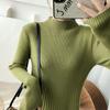 Elegant Warm Half Turtleneck Ladies A-line Sweater Dress Full Sleeve Slim Waist Women Knitted Mid-Calf Vestidos Autumn