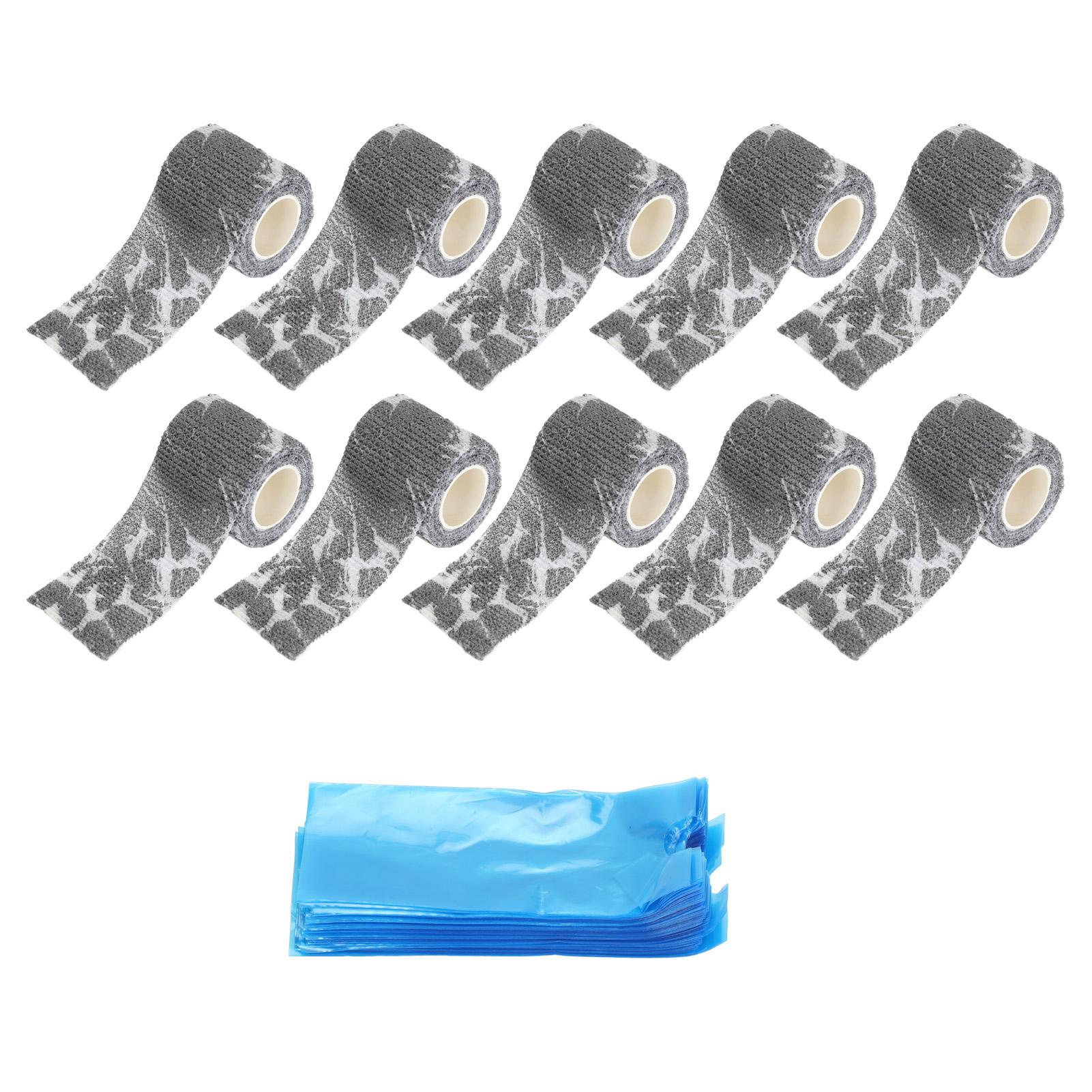 

200 шт., синие чехлы для ручек для татуировок с 10 шт., клейкие ленты, эластичные бинты, противоскользящие тату-принадлежности Grey Lightning