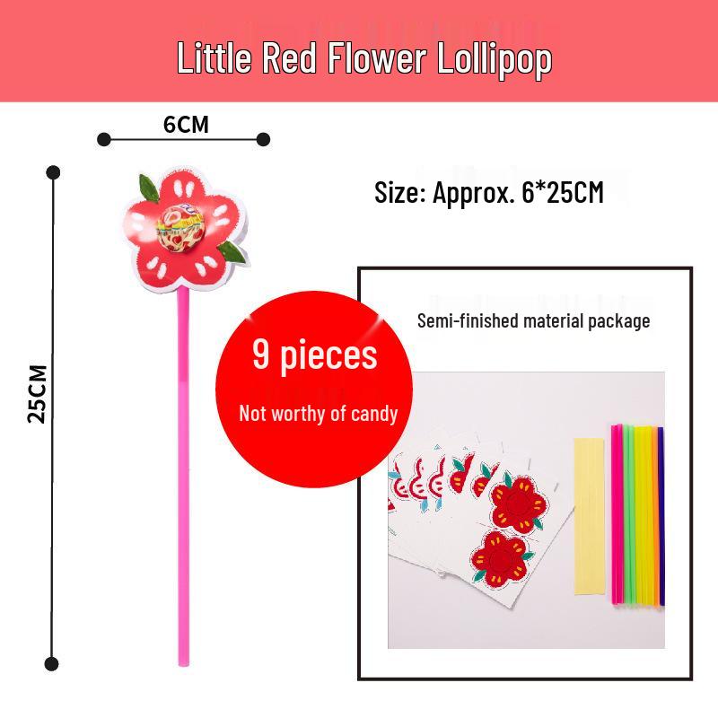 Handmade DIY Red Flower Lollipop Creative Gift for Teacher s Day