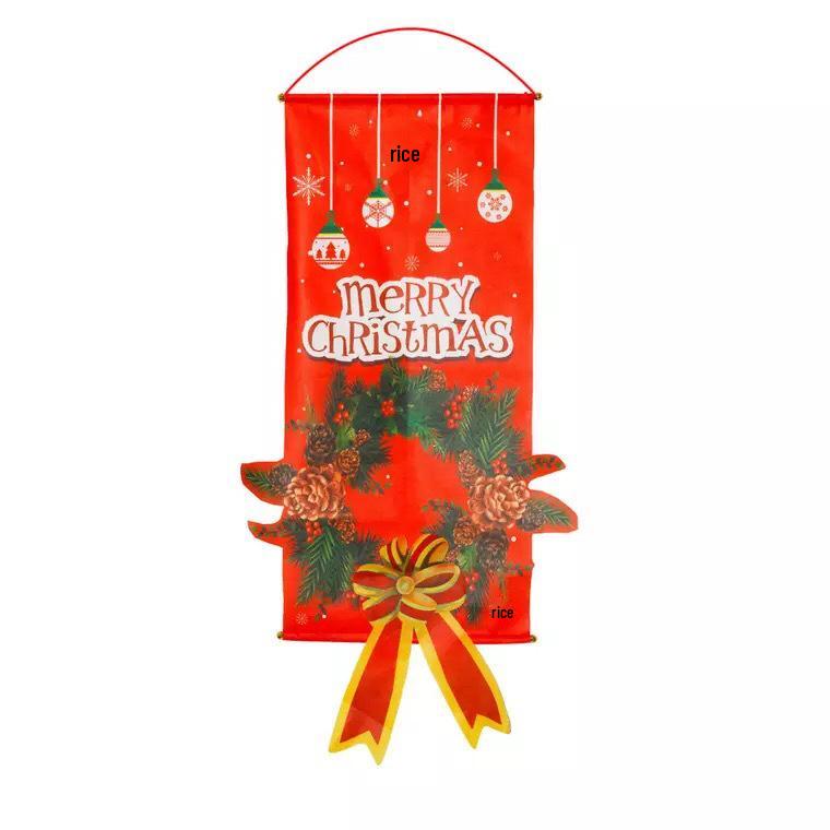 Christmas Decoration Hanging Flag: Santa Claus & Snowman Wall Ornament