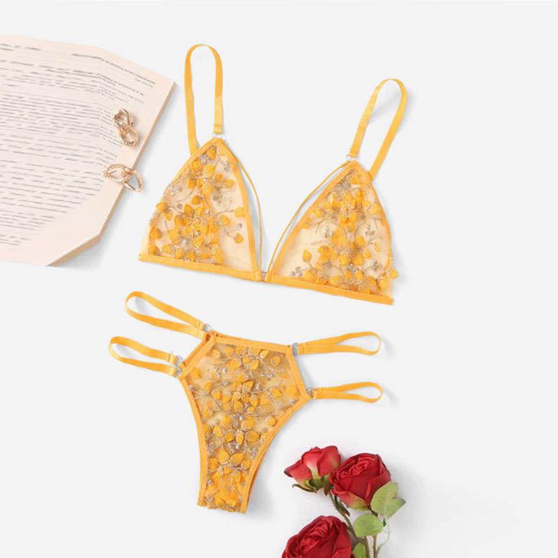 Weiblicher sexy Spitzen-BH, nahtlose Unterwäsche, Bralette, Dessous, ultradünner BH und Slip-Sets
