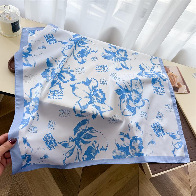 Women S Ink Printed Square Scarf Fashion Neck Sun Protection