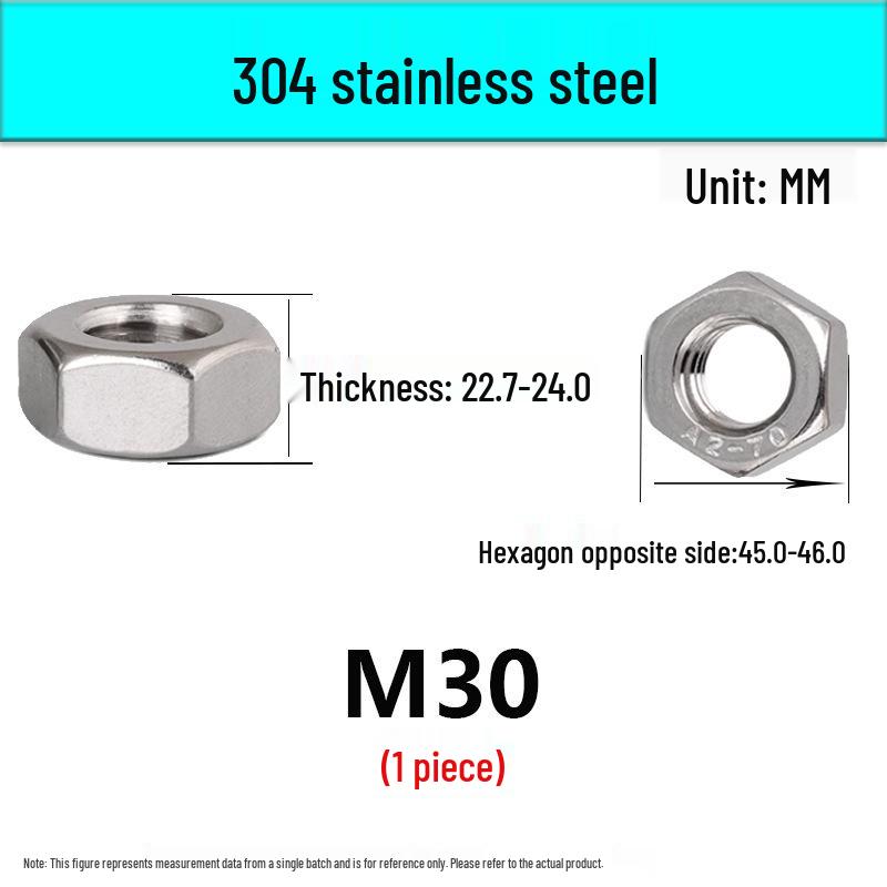 M14-30 304 Stainless Steel Fully Threaded Hex Head Screw Bolt