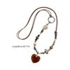 Stylish Beaded Chain Necklace Featuring Heart Charm Resin Alloy Design Neck Jewelry For Casual Formal Outfits