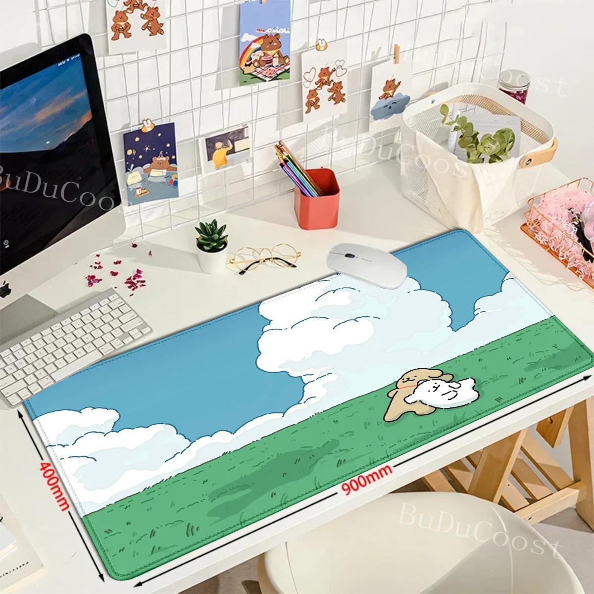 Korea Maltese puppy cute dog mousepad Computer PC Gaming Accessories Desk Mats Cartoon Line Dog Maltese Laptop Gamer mouse pad 800x300x2mm