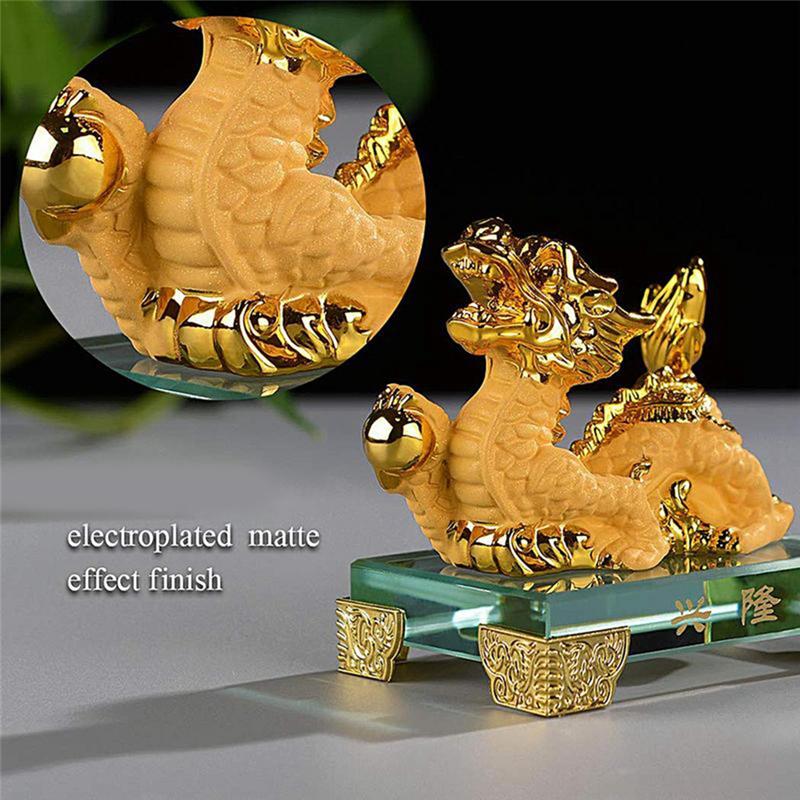 

2025 New Year Zodiac Dragon Ornament Gold Resin Chinese Dragon Statue Chinese Style Lucky Dragon Ornament For New Year Durable золотий