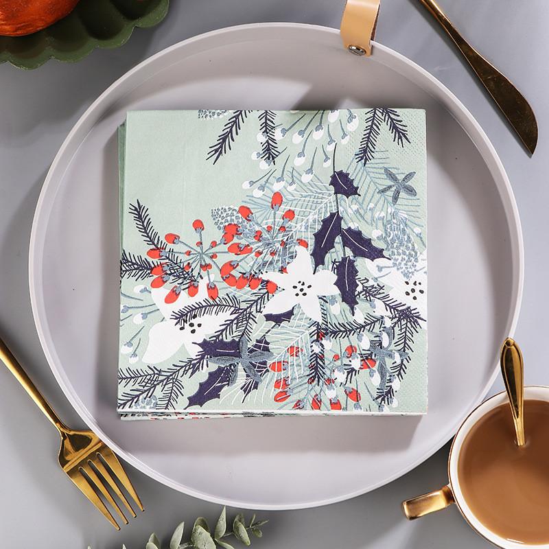 20Pcs/Lot Plant Flower Printed Disposable Paper Dinner Tableware Table Napkin Tissues Wedding Party Decoration