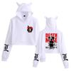 Women's 'Death Note' Cat Ear Crop Top Hoodie