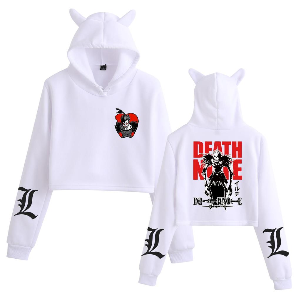 Women's 'Death Note' Cat Ear Crop Top Hoodie