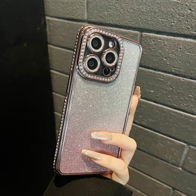 Luxury Electroplated Transparent Case For iPhone 11 12 13 14 15 Pro Max Plus Glitter Bumper Soft Rhinestone Cover