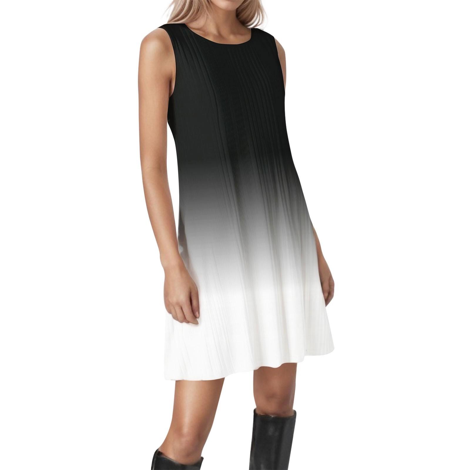 

Женские повседневные платья без рукавов с градиентным круглым вырезом S чёрный