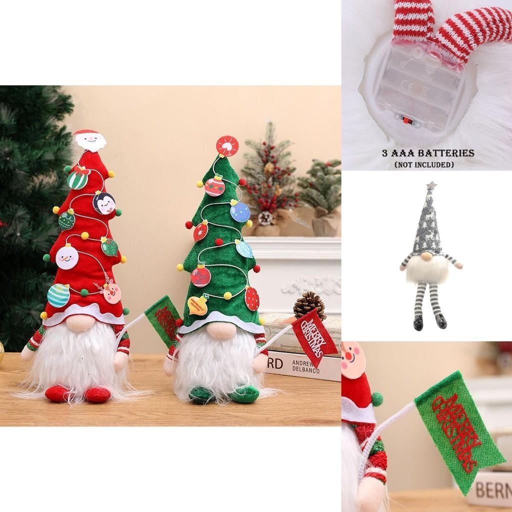 Incredibly Soft Christmas Gnomes With Led Lights Plush Dolls Xmas Ornament