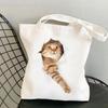 3D Realistic Cute Kitten Print Large Capacity Canvas Tote Bag for Students