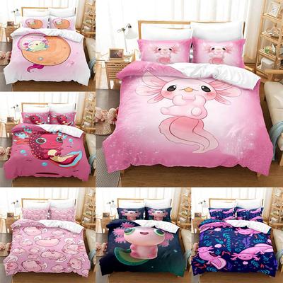 Kawaii Dieren Axolotl Beddengoed Set Bedovertrek Volwassene Kind Slaapkamer Decor Dekbedovertrek Kussensloop Set Eenpersoons Twin Vol Queen King Size
