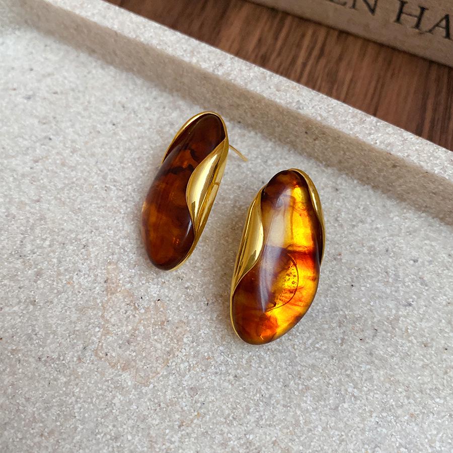 Винтажные овальные серьги-пусеты с бриллиантами  Серебряная игла  - Ювелирные изделия класса люкс