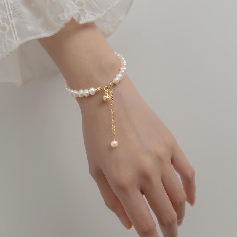 Temperament pearl bracelet personalized design simple beaded bell bracelet summer jewelry