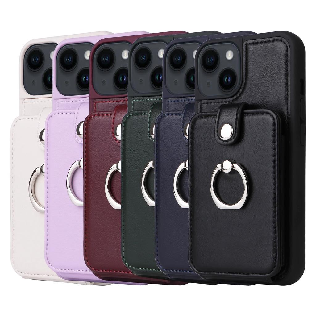 Ring Holder Wallet Leather Card Solt Phone Case for IPhone 16 Pro Max 15 Plus 14 13 12 11 XR XS 8 7 Protective Shockproof Cover
