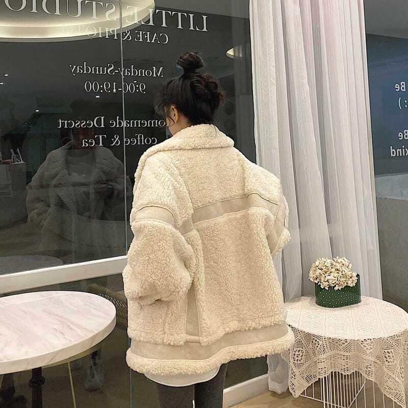 Winter new imitation fur warm loose thickened fur integrated coat lamb wool coat women