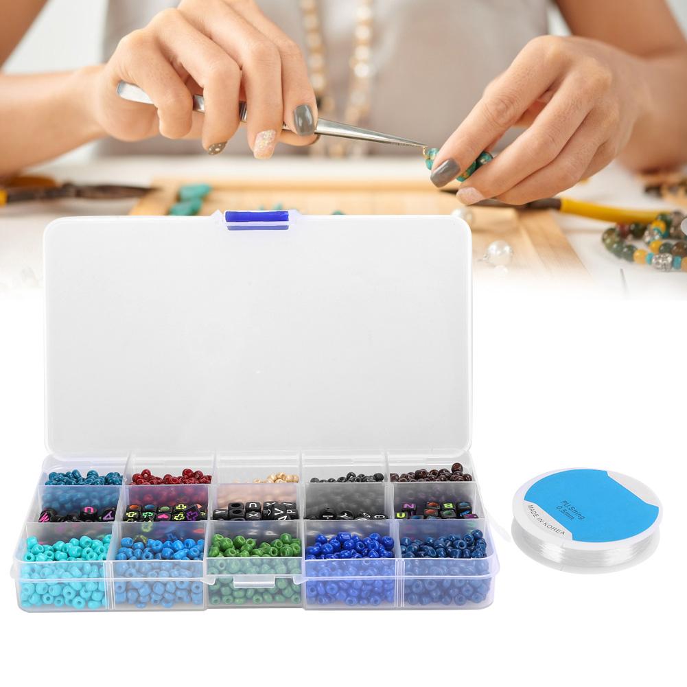DIY Craft Round Quadrate Beads Kit Bracelet Necklaces Crafting Jewelry Making Supplies