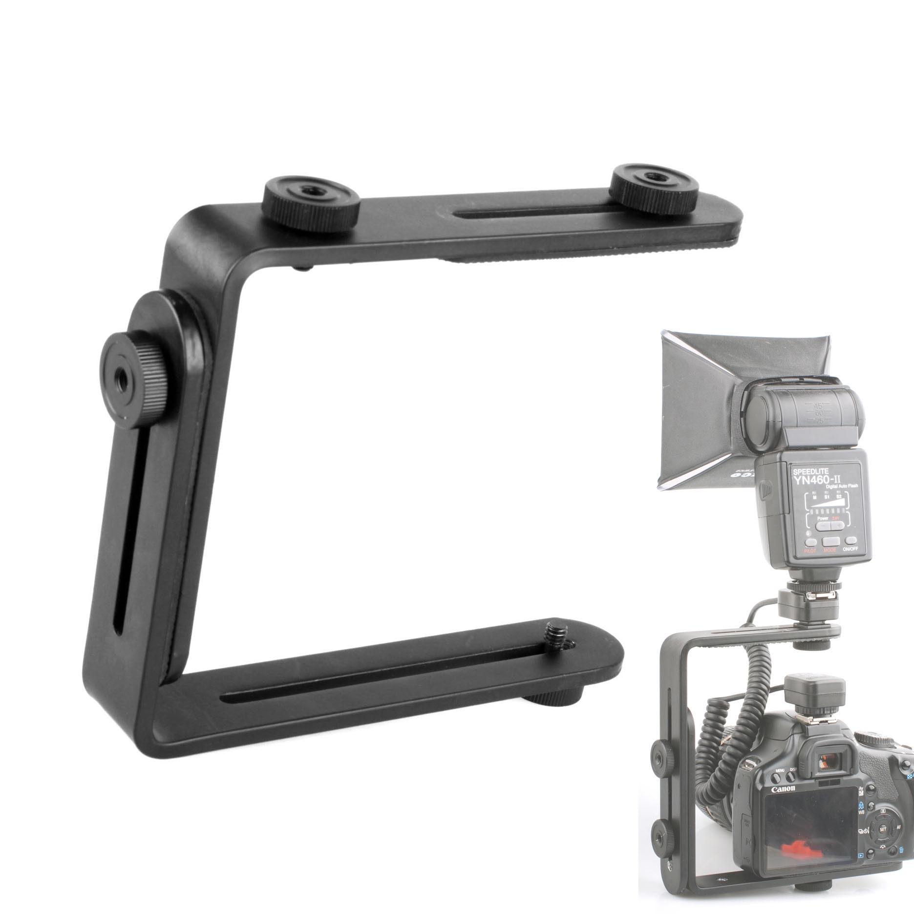 

Double L-Shaped Flash Bracket for LED Photography Light & DSLR Camera with Free Shipping Other